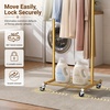 image:imageMISSLO 18 Small Clothes Racks for Hanging Clothes Arched Shape Gold Clothing Rack with Wheels 70 Metal Rolling Garment Rack with Shelves for Small Space Bedroom Laundry GoldGold