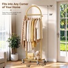 image:imageMISSLO 18 Small Clothes Racks for Hanging Clothes Arched Shape Gold Clothing Rack with Wheels 70 Metal Rolling Garment Rack with Shelves for Small Space Bedroom Laundry GoldGold