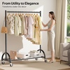 image:imageMISSLO Heavy Duty Clothing Rack with Wheels Rolling Clothes Racks for Hanging Clothes Coats Garment Dress WhiteBlack