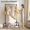 image:imageMISSLO Heavy Duty Clothing Rack with Wheels Rolling Clothes Racks for Hanging Clothes Coats Garment Dress WhiteBlack