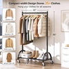 image:imageMISSLO Heavy Duty Clothing Rack with Wheels Rolling Clothes Racks for Hanging Clothes Coats Garment Dress WhiteBlack