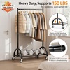 image:imageMISSLO Heavy Duty Clothing Rack with Wheels Rolling Clothes Racks for Hanging Clothes Coats Garment Dress WhiteBlack