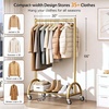 image:imageMISSLO Heavy Duty Clothing Rack with Wheels Rolling Clothes Racks for Hanging Clothes Coats Garment Dress WhiteGold