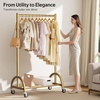 image:imageMISSLO Heavy Duty Clothing Rack with Wheels Rolling Clothes Racks for Hanging Clothes Coats Garment Dress WhiteGold