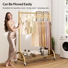 image:imageMISSLO Heavy Duty Clothing Rack with Wheels Rolling Clothes Racks for Hanging Clothes Coats Garment Dress WhiteGold