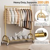 image:imageMISSLO Heavy Duty Clothing Rack with Wheels Rolling Clothes Racks for Hanging Clothes Coats Garment Dress WhiteGold