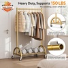 image:imageMISSLO Heavy Duty Clothing Rack with Wheels Rolling Clothes Racks for Hanging Clothes Coats Garment Dress WhiteGold