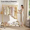 image:imageMISSLO Heavy Duty Clothing Rack with Wheels Rolling Clothes Racks for Hanging Clothes Coats Garment Dress WhiteGold