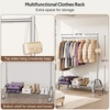 image:imageMISSLO Heavy Duty Clothing Rack with Wheels Rolling Clothes Racks for Hanging Clothes Coats Garment Dress WhiteSilver