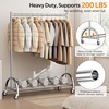 image:imageMISSLO Heavy Duty Clothing Rack with Wheels Rolling Clothes Racks for Hanging Clothes Coats Garment Dress WhiteSilver