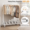 image:imageMISSLO Heavy Duty Clothing Rack with Wheels Rolling Clothes Racks for Hanging Clothes Coats Garment Dress WhiteWhite