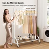 image:imageMISSLO Heavy Duty Clothing Rack with Wheels Rolling Clothes Racks for Hanging Clothes Coats Garment Dress WhiteWhite