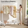 image:imageMISSLO Heavy Duty Clothing Rack with Wheels Rolling Clothes Racks for Hanging Clothes Coats Garment Dress WhiteWhite