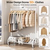 image:imageMISSLO Heavy Duty Clothing Rack with Wheels Rolling Clothes Racks for Hanging Clothes Coats Garment Dress WhiteWhite