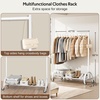 image:imageMISSLO Heavy Duty Clothing Rack with Wheels Rolling Clothes Racks for Hanging Clothes Coats Garment Dress WhiteWhite