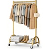 image:imageMISSLO Heavy Duty Clothing Rack with Wheels Rolling Clothes Racks for Hanging Clothes Coats Garment Dress WhiteGold