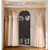 image:imageMISSLO 72 Wedding Dress Garment Bag for Travel with 4 Large Pockets Dress Bags for Gowns Long Heavy Duty Dresses Protector Bag for Closet Storage Clothing Covers for Hanging Clothes BeigeBlack