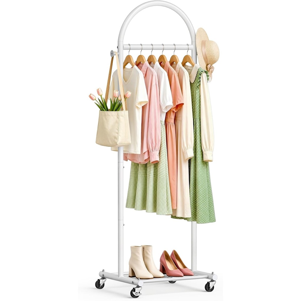 MISSLO 18″ Small Clothes Racks for Hanging Clothes Arched Shape White ...